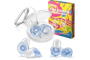 YAWSOY Ear Plugs for Concerts, 2 Pairs High Fidelity Ear Plugs Noise Reduction with Acoustic Filter – NRR of 22 and 24dB Silicone Ear Plugs for Festival, Nightclub, DJs, Musicians, Noisy Workplace(Blue)