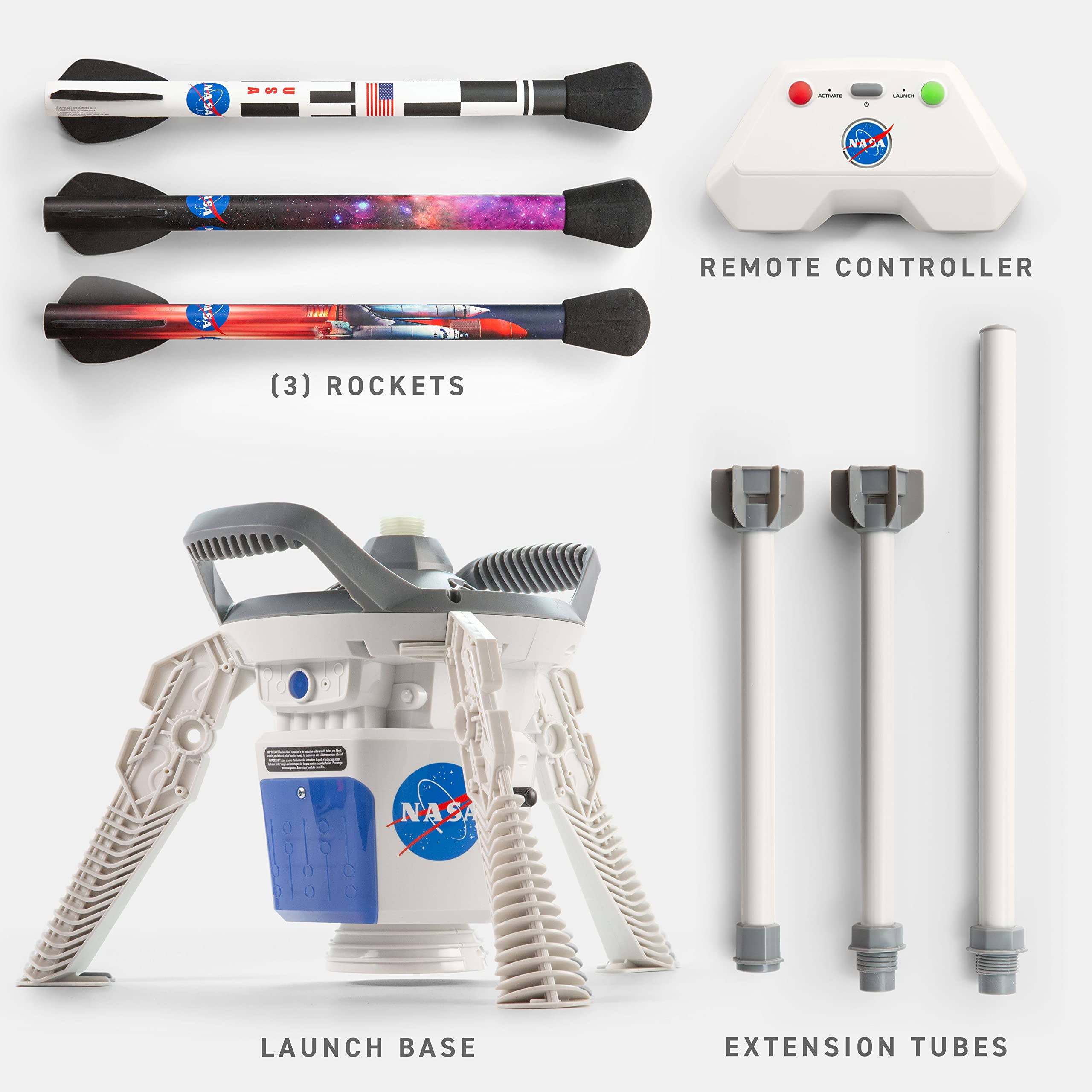 Blue Marble NASA Air Rocket Launcher Kit - Launch Model Rockets Up to 250 Feet with Compressed Air, Pump It Up & Launch Your Rocket, A Safe, Innovative & Fun Outdoor Activity for 14 Years Up & Adults
