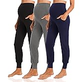 V VOCNI 3 Pack Women's Maternity Joggers Pants Over The Belly Sweatpants Stretchy Jogger Workout Lounge Pregnancy Pants