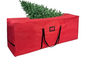 GOMALL Christmas Tree Storage Bag For 7.5 Ft Artificial Xmas Holiday Tree,Red Large Heavy Storage Bag,Carry Handles Christmas Zippered Bag,Durable Waterproof Storage Bag Protects From Moisture & Dust