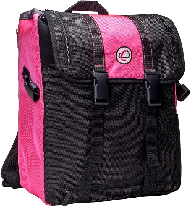 Case-It BKP-102 Laptop Backpack with Hide-Away Binder Holder, Fits 13-Inch Laptops, Black/Pink (BKP-102 BLKP)