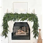 Artiflr Christmas Pine Garland Greenery Decoration Clearance, Artificial Cedar Branches Cypress Garland for Holiday Fireplace Mantel Table Centerpiece