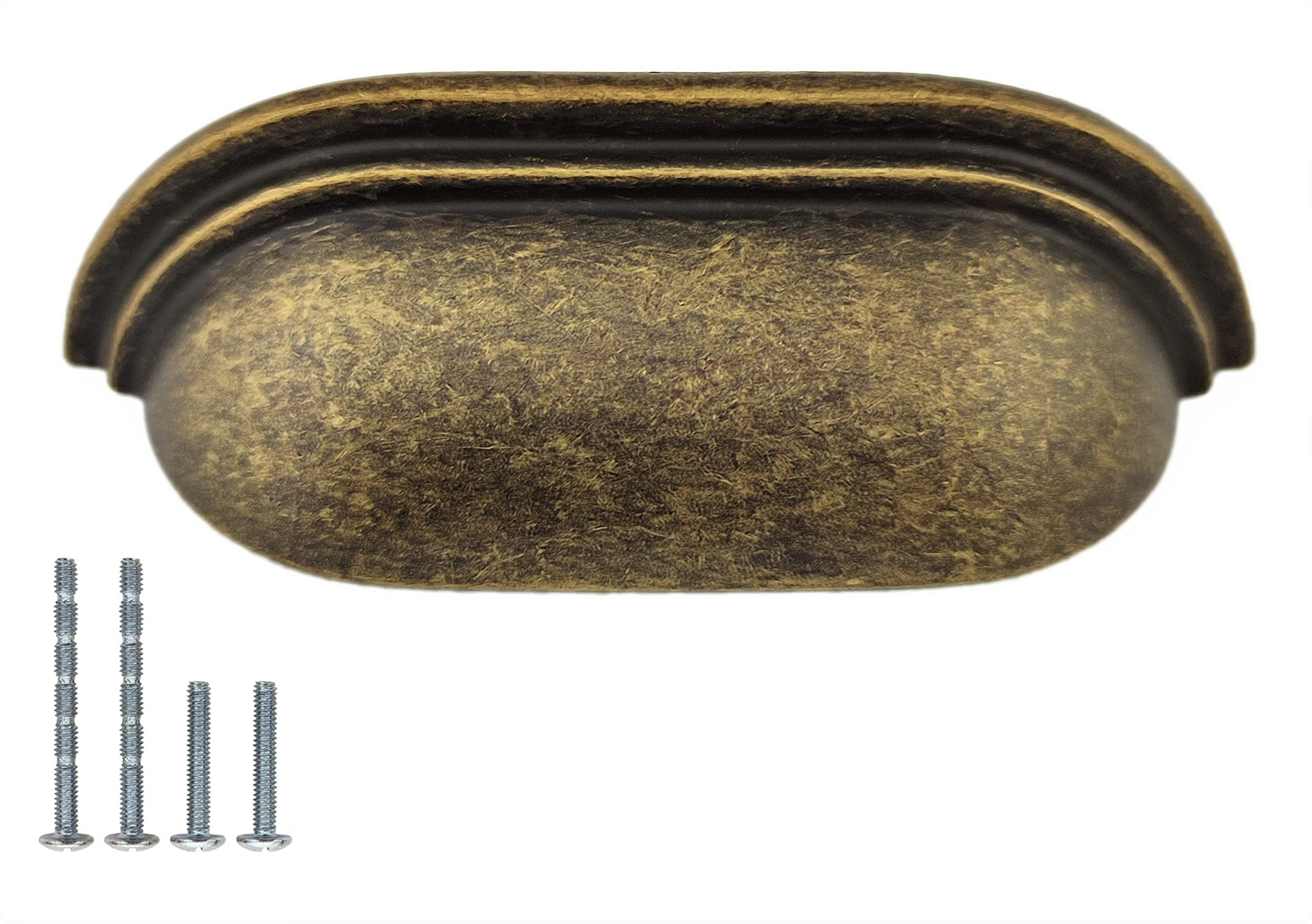 French Furniture Fittings Set of 6 Long Pull Cup Handles for Kitchen Drawers & Cabinets – Antique Brass, Pewter, Chrome or Brushed Brass – Elegant, Durable, Easy to Install – 64mm Between Fixings