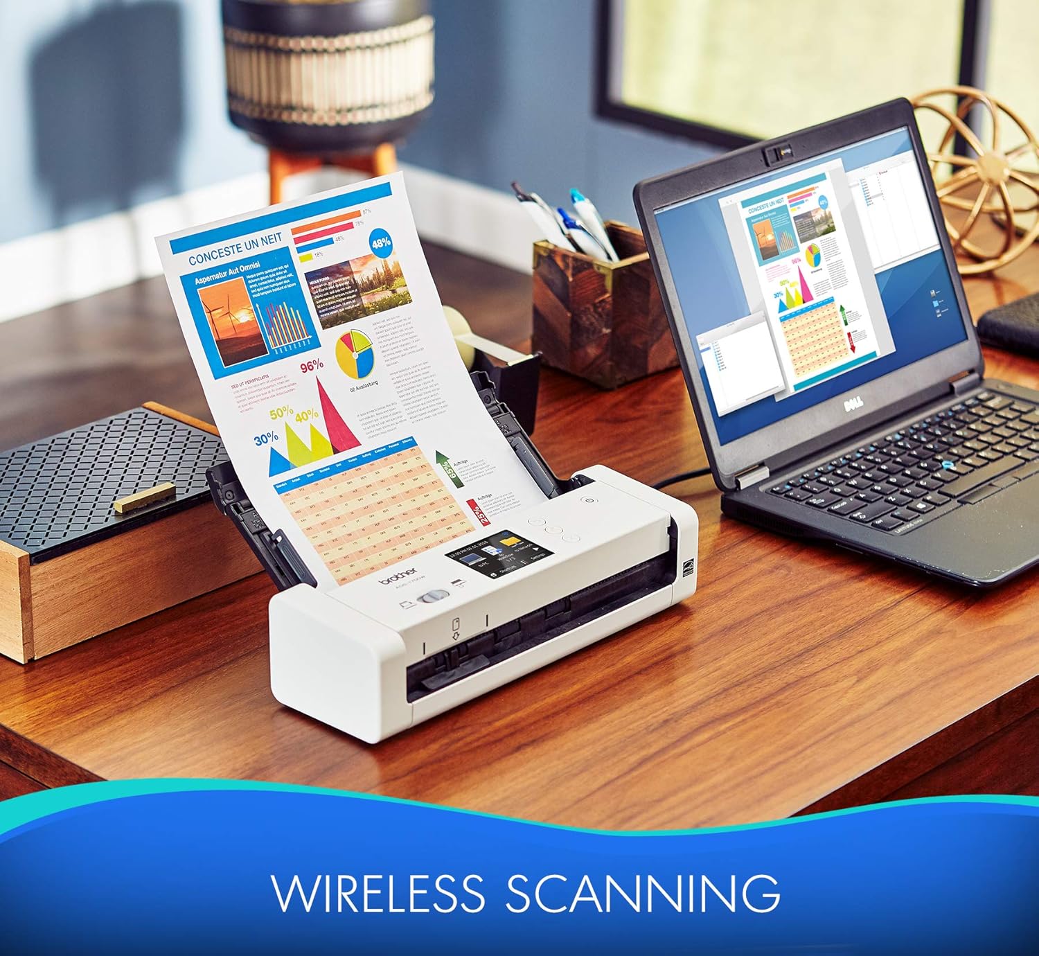 Brother Wireless Document Scanner, ADS-1700W, Fast Scan Speeds, Easy-to-Use, Ideal for Home, Home Office or On-the-Go Professionals (ADS1700W), white : Electronics
