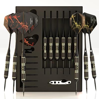 CC-Exquisite Professional Steel Tip Darts Set 6 x 22g Brass Barrels