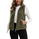 FEOYA Women Fleece Sherpa Vest Winter Fall Zip Up Vest Fuzzy Casual Sleeveless Outwear Jacket