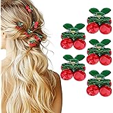 Cherry Claw Clips 5 Pcs Non-Slip Cute Mini Cherry Hair Clips Stylish Fruit Hair Clip Accessories Acetate Hair Claw For Women Girls Kids Thin Thick Hair Headwear Gifts