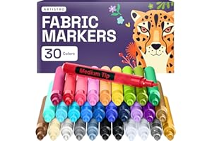 ARTISTRO 30 Fabric Markers - Fabric Decorating Kit - Permanent for Clothes - No Bleed Pens for T-Shirts, Bags, Textile, Canvas, and More (Medium Tip)