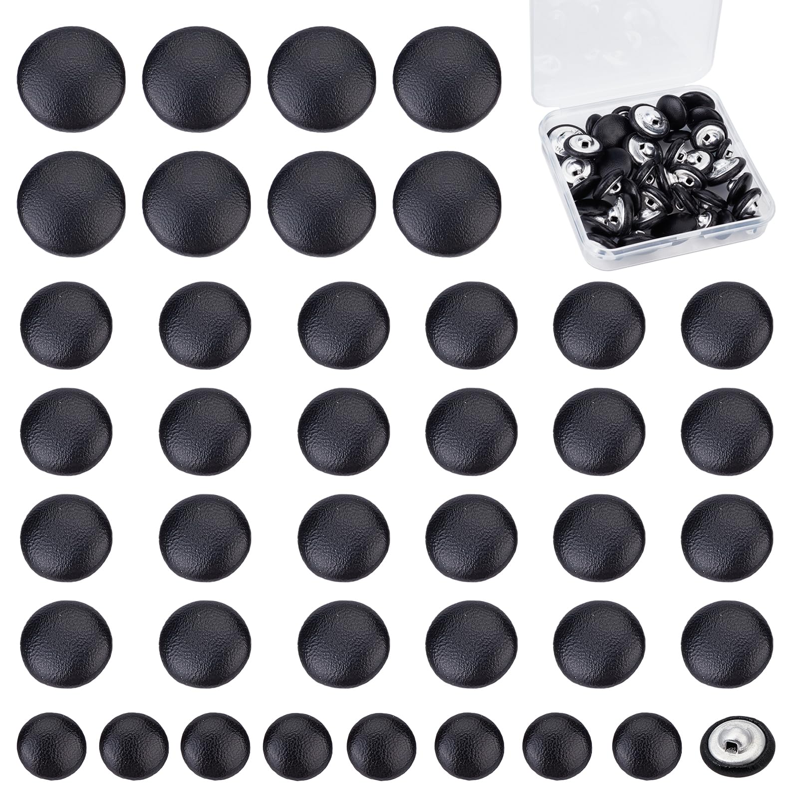 NICENEEDED 40PCS Faux Leather Tuxedo Buttons, Covered Buttons Vintage Coat Button Suit Buttons with Shank, Dress Buttons Cloth Buttons Replacement for Jackets DIY