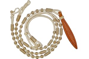 WeavingCraft White Rawhide Rope & Natrual Knots Raw Hide Leather Horse Tack Hand-Braided Romal Romel Reins Ranch Rope/Rope Re