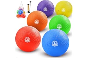 COAMZPARTY 10 Inch Kickball Playground Balls 6 Pack or 12 Pack, Playground Balls for Kids&Adults, Dodgeballs for School Outdoor&Indoor Games, with Hand Pump and Storage Bag, Boys and Girls Gift with Gift Box