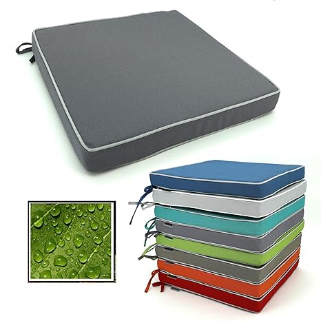 heimtexland ® Outdoor Stuhlkissen 40x40x4 Garten Stuhlpolster Lotus Effekt Sitzkissen Dunkelgrau Typ551