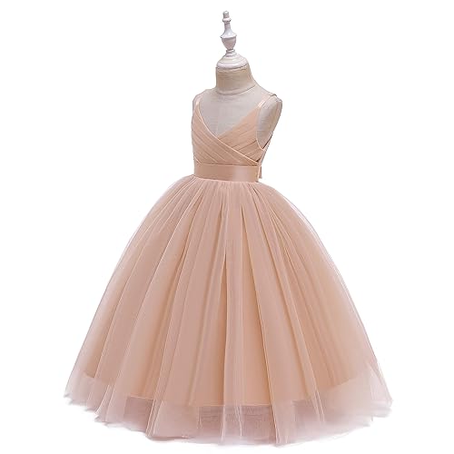 Glamulice Flower Girl Dress Kids Lace Spaghetti Strap Tulle