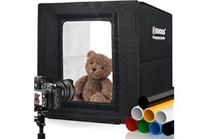 DUCLUS Light Box Photography, 16" x 16" Folding Portable Photo Studio Box with 160 Lights, 8 Backdrops for Jewelry, Miniature and Small Items Product Photography