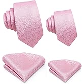 Hi-Tie Father and Son Tie Set Striped Plaid Ties for Men and Boys Silk Necktie Pocket Square Set for Wedding Gifts