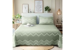 ALPHA HOME Lightweight Cotton Bedspread Coverlet Set - Breathable Summer Bedding, Farmhouse Chic Design, True-to-Size Queen/King