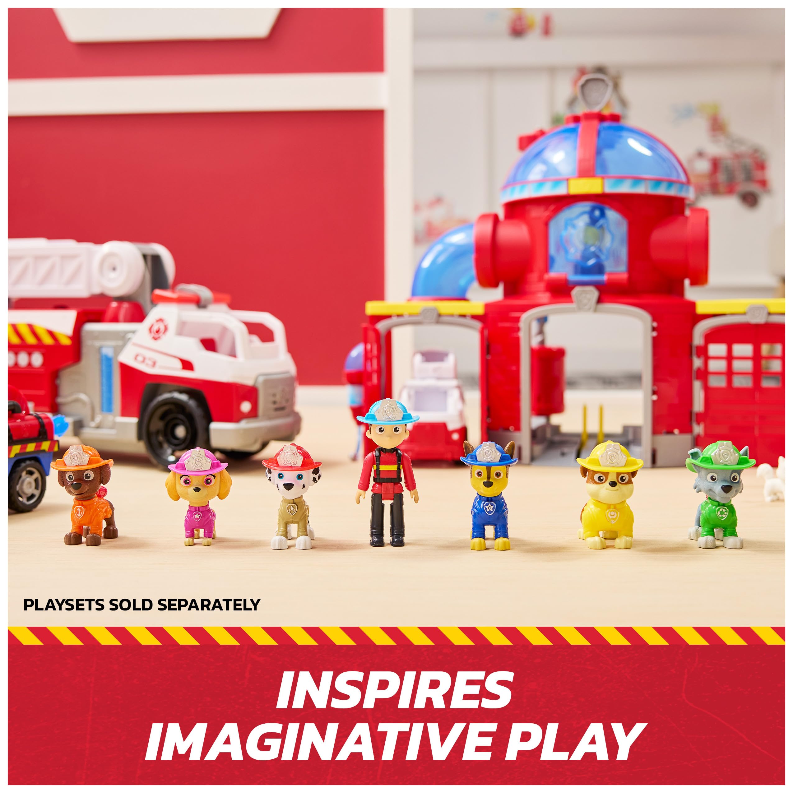 Paw Patrol Fire Rescue Team Pack with 7 Collectible Action Figures, Including Ryder & 6 Pups, Kids Toys for Boys & Girls Ages 3 and Up