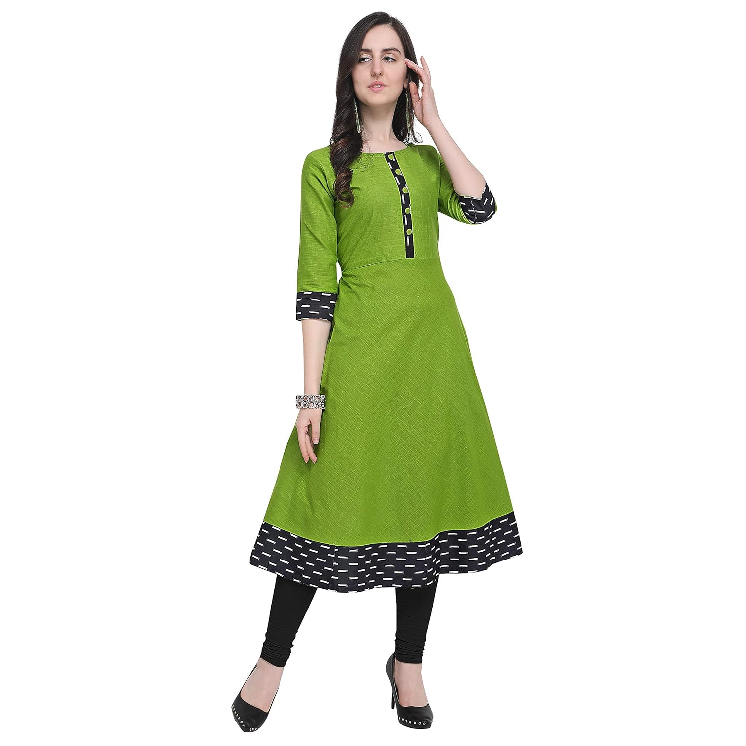 Kurti designs in green colour Clearance