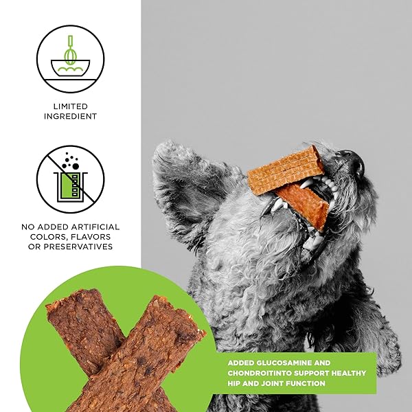 BIXBI HIP & JOINT SUPPORT CHICKEN JERKY DOG TREATS, 12 OZ – USA MADE GRAIN FREE DOG TREATS – GLUCOSAMINE, CHONDROITIN FOR DOGS – HIGH IN PROTEIN, ANTIOXIDANT RICH, WHOLE FOOD NUTRITION, NO FILLERS