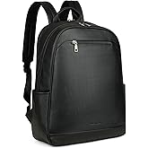 MASINTOR 15.6 inch Leather Laptop Backpack Purse for Women, Designer Travel and Work Bag with Laptop Compartment Black