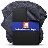 PSLER Black Carbon Paper for Tracing - 30Pcs Graphite Transfer Paper, A4 | Use with Tracing Paper, Dark Carbon Copy Paper for Drawing Patterns on Wood, Canvas, Fabric, Artist Lettering &amp; Sketching