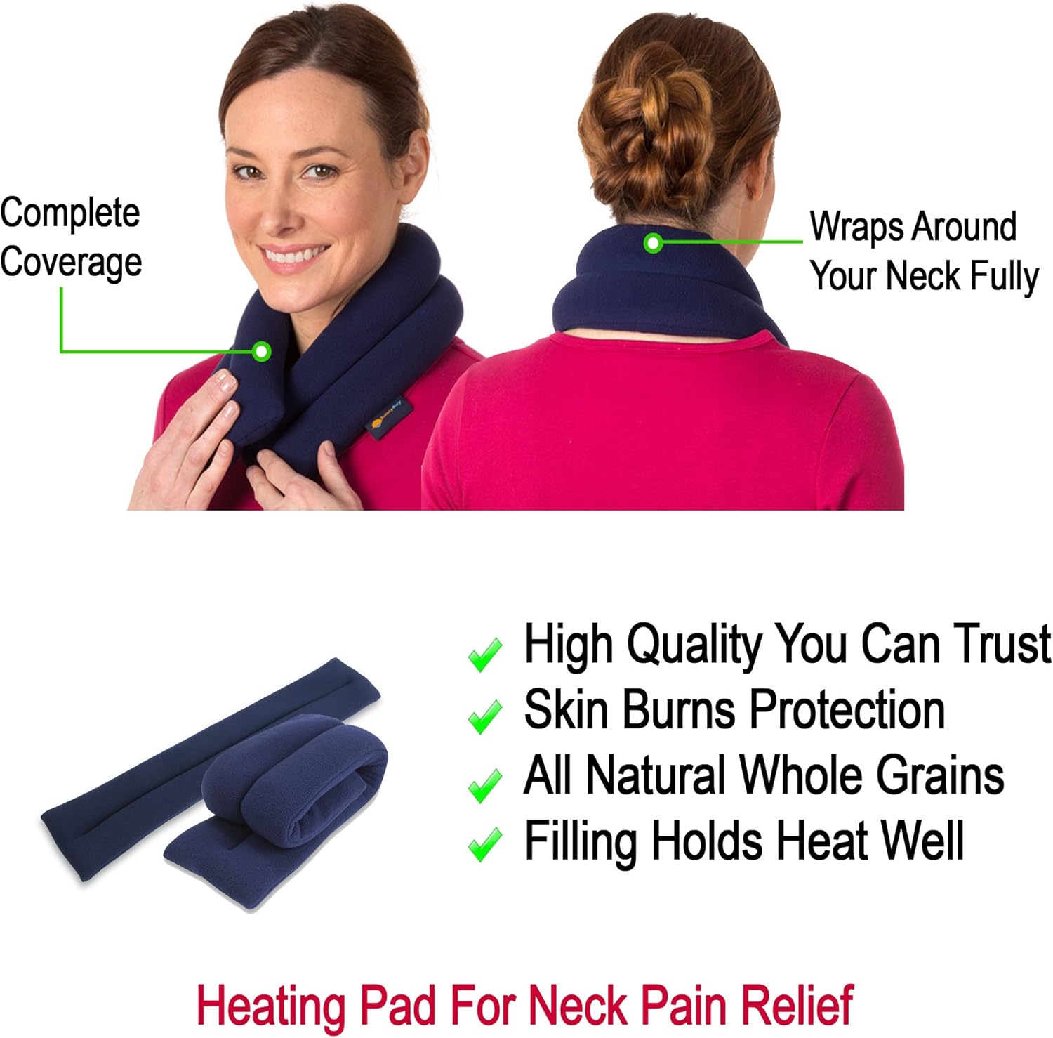 Sunny Bay Microwavable Neck Heating Wrap - Bean Bag Heat Pad for Neck Pain Relief, Microwave, Hot & Cold Therapy, Extra Long Shoulder Heat Pack, Back Pain Relief (Canyon Turquoise): Health & Personal Care