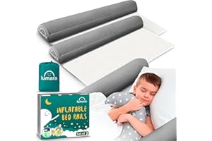LUMARA Inflatable Bed Rail for Toddlers 2 Pack - Portable Travel Bed Bumpers for Kids Fits Twin Full Queen King Size Beds - Non-Slip Safety Guard Rails