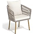 YITAHOME Outdoor Dining Single Sofa Chair, Indoor-Outdoor Wicker Bistro Chairs, PE Rattan Armchair Seating for Patio, Backyard, Poolside, Balcony - Tan