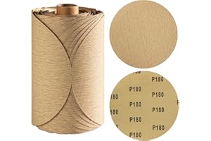 Shawya 100 PCS 6 inch PSA Sanding Discs 180 Grit Self Adhesive Sticky-Back Sandpaper for DA Sander Wood Metal Finishing Sand Papers Coarse-Cut Abrasive Sand Paper