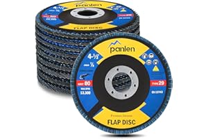 panlen Zirconia Flap Discs 4-1/2 for Angle Grinder, Type 29 Abrasive Grinding Wheel for Stainless Steel, Sheet Metal(80 Grit 10 Pack)