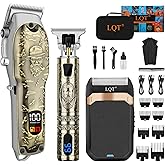 LQT Professional Hair Clipper Set for Men Electric Shaver Razor Cordless Hair Cutting Barber Clippers Beard Trimmer Men’s Grooming Kit Gifts for him (Bronze)