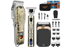 LQT Professional Hair Clipper Set for Men Electric Shaver Razor Cordless Hair Cutting Barber Clippers Beard Trimmer Men’s Grooming Kit Gifts for him (Bronze)