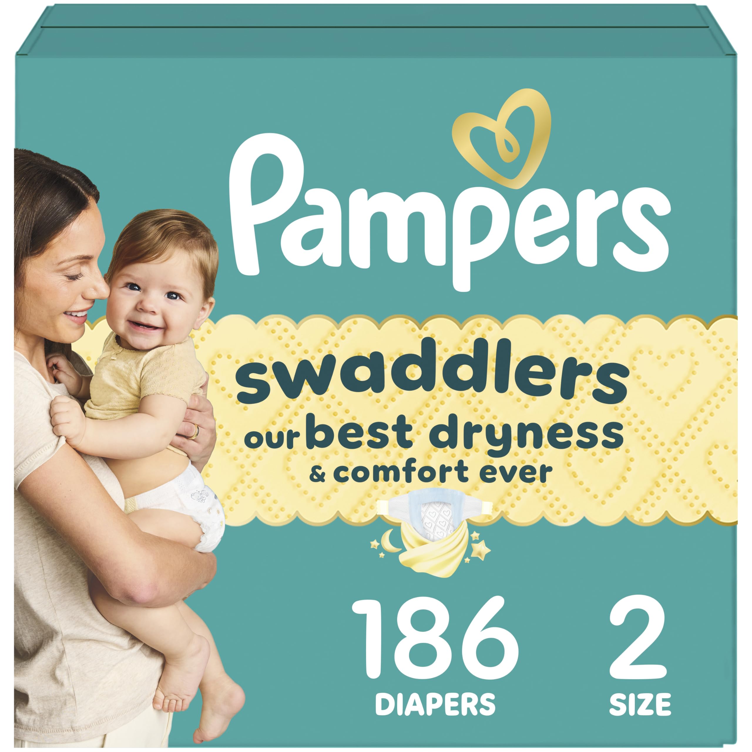 Photo 1 of Pampers Baby Diapers - Swaddlers - Size 2, 186 Count, Ultra Absorbent Disposable Infant Diaper
