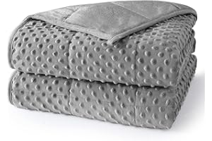 UINIU Minky Dot Weighted Blanket for Adults Queen Size 15 lbs, Soft Cooling Heavy Breathable Blanket for All-Season, Washable Weighted Throw with Glass Beads, 60 x 80 Inches, Grey
