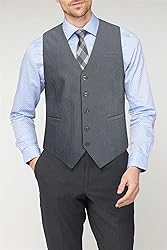 HISDERN Mens Dress Vest Business Suit Vests Grey