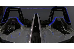 Windrestrictor Blue LED Illuminating Wind Deflector compatable with 2014-present Polaris Slingshot Convertible with Clear Glass
