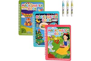 RUGLAMZHIP 3 Pcs Water Coloring Books, Reusable Magic Water Books, Paint with Water Doodle Book, wWater Painting Book, Boys Girls Gifts(Princess, Fairy Tale, Cat)