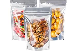100 PACK Mylar Bags for Food Storage and Resealable Bags for Small Business Packaging Supplies Great for Party Favor Food Sto