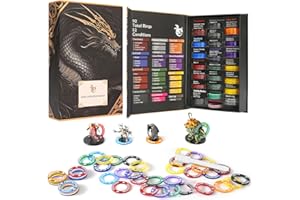 Grajar 52 Unique DND Miniatures Condition Rings, 92 PCS Status Effects Markers - Including 5 Customizable Blank Rings, Ideal for Dungeons and Dragons & 5th Edition & Pathfinder, Best DND Gifts for DM