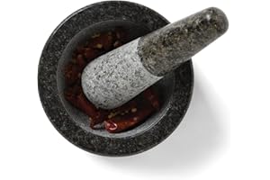 Fox Run Granite Mortar and Pestle, 4.75-Inch Diameter, Black & Gray