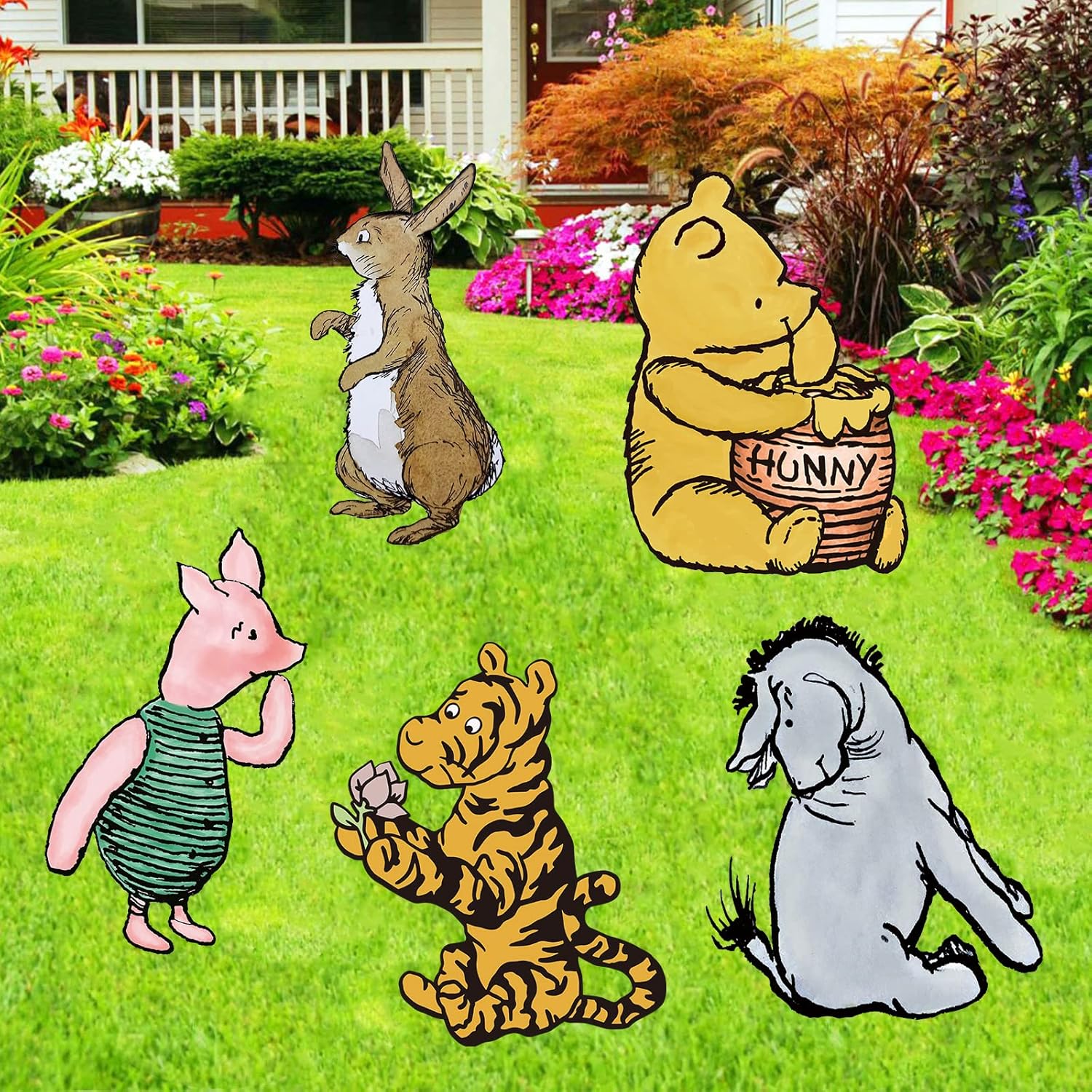 Yard Signs - Classic Winnie The Pooh Party Supplies, 5PCS Yard Signs with Stakes, Outdoor Lawn Party Decor, Winnie Baby Shower Party Decorations