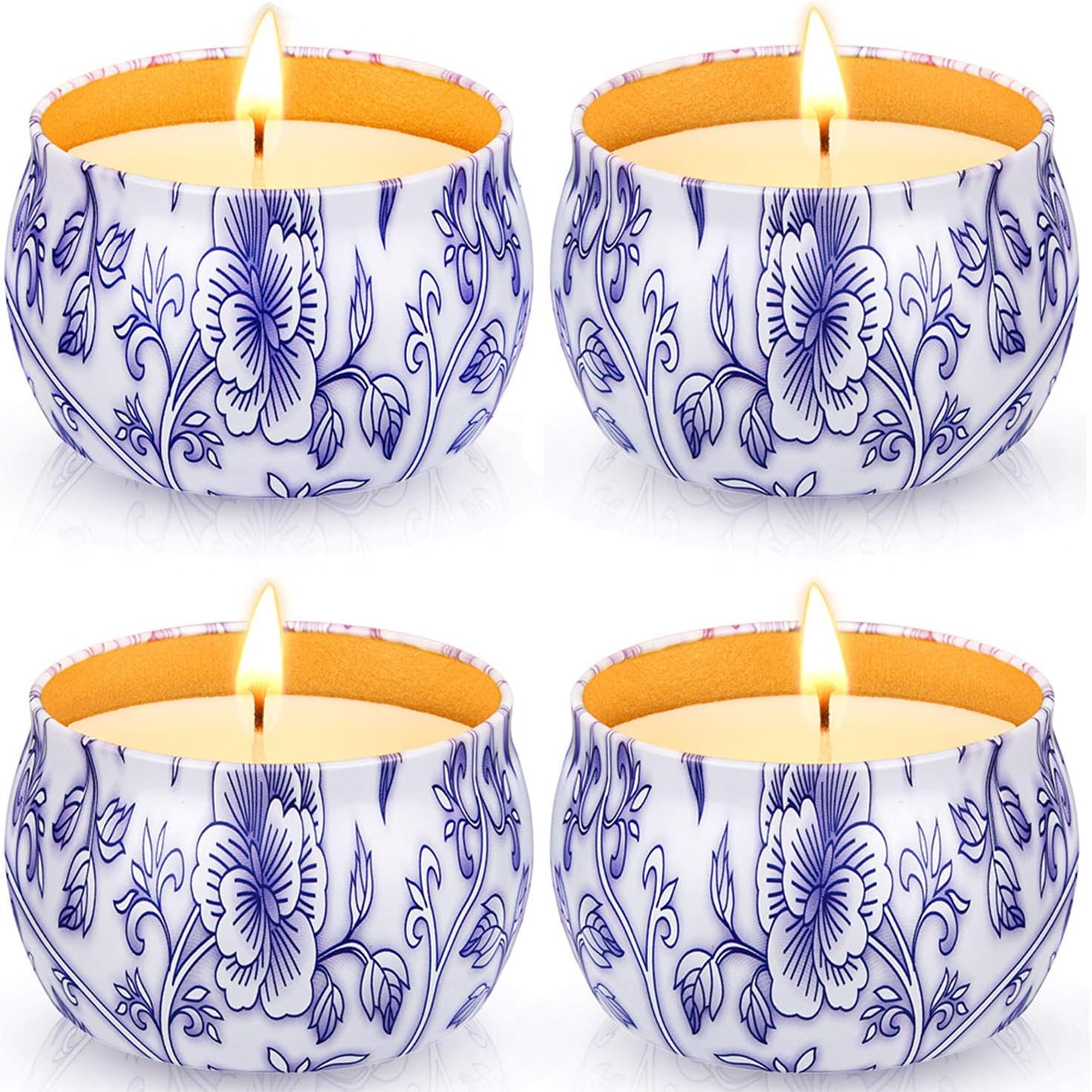 Aromama Citronella Candles Indoor and Outdoor, Scented Soy Wax Portable Travel Tin Candle Gift Set, 4 x 4.2 Oz Pack of 4