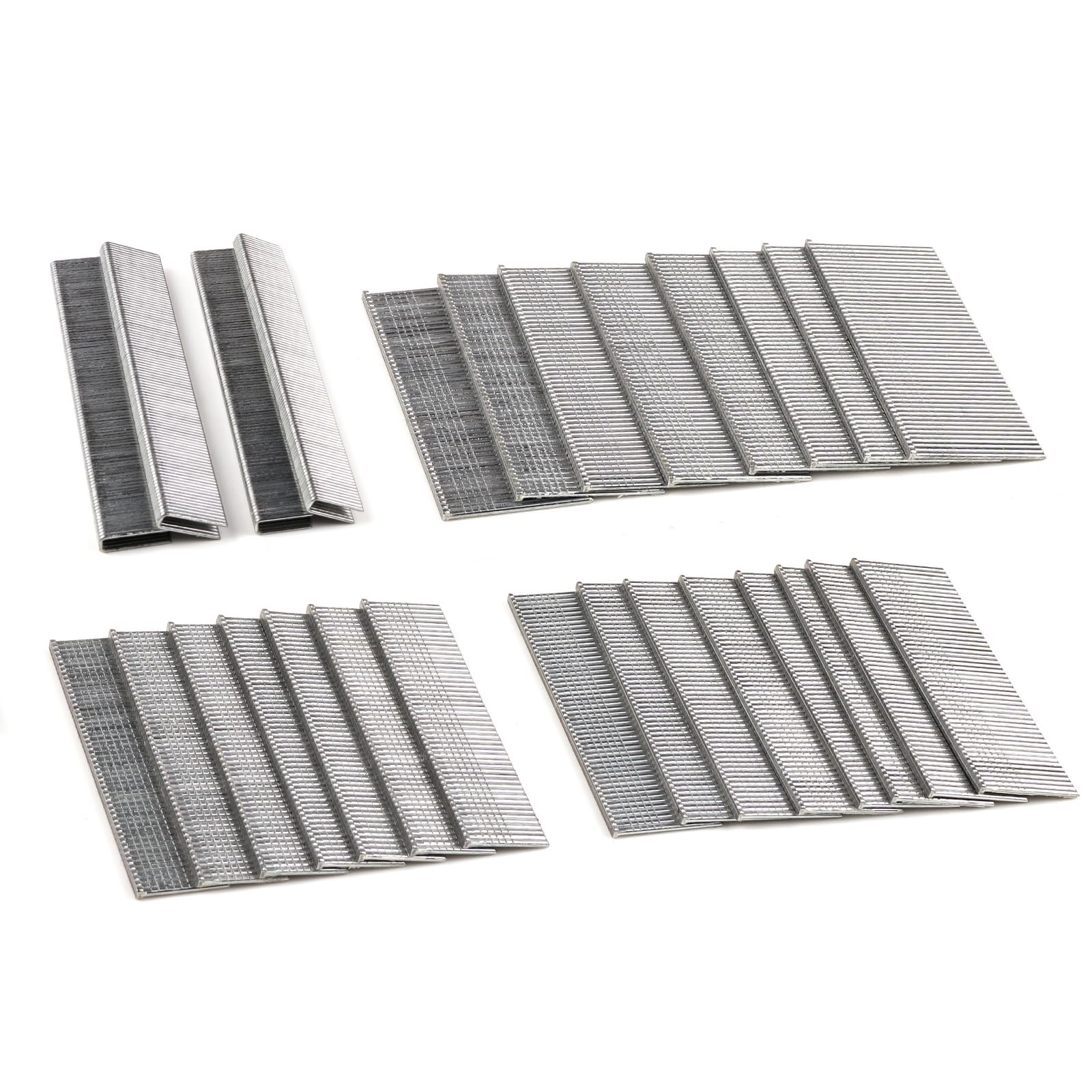 NEU MASTER Heavy Duty 1/4" Narrow Crown Staples（16-19mm-200pcs） and 18GA Brad Nails(15-20-25mm-400pcs) Combo Kit for NTC0040, NTC0023,1600-Count [Nail Gun Not Included]