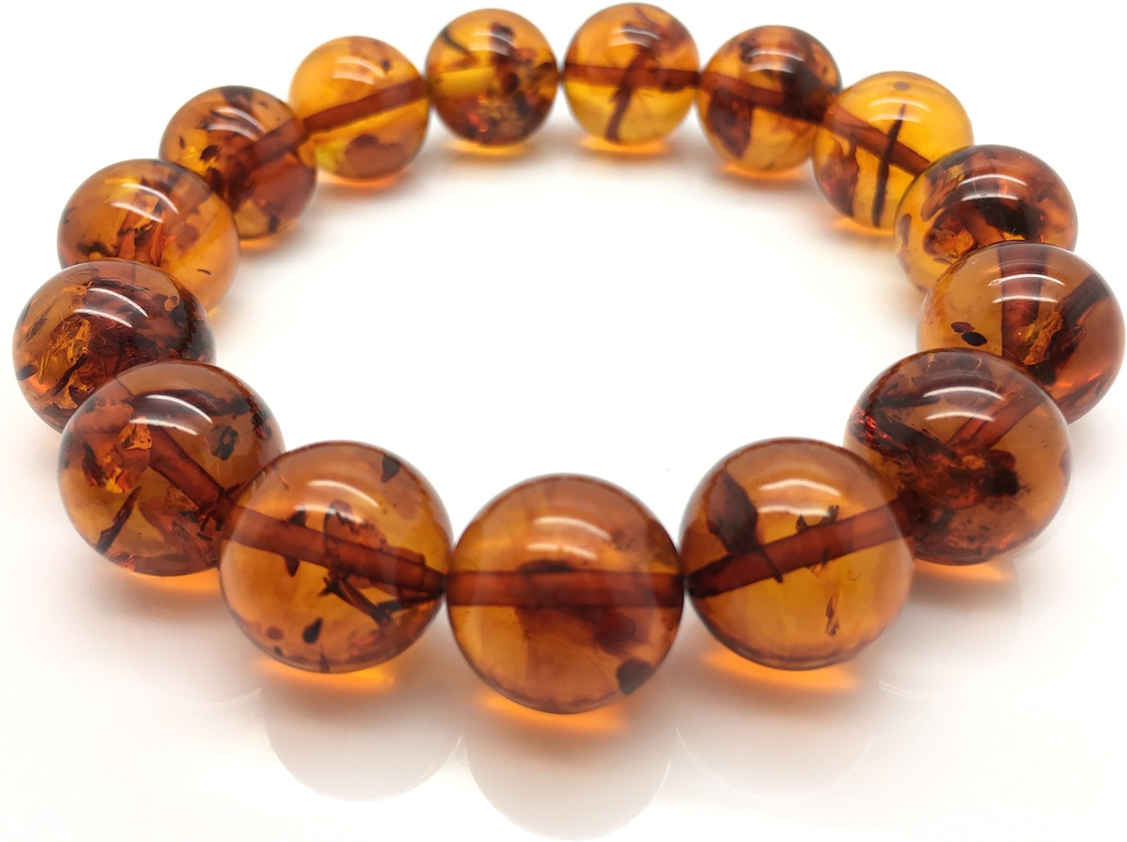Natural Baltic Amber Bracelet Light Cognac Colour 22,6g 14ยฑ mm Size.