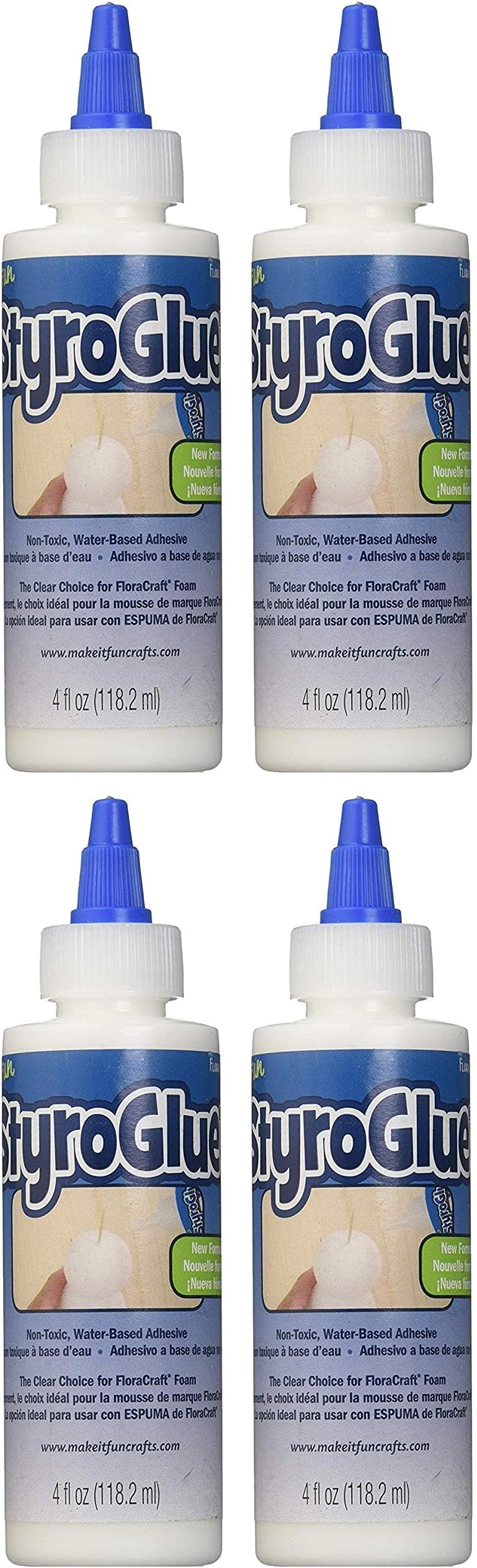 FloraCraft Non-Toxic Styrofoam Glue StyroGlue 4 Ounce Dries Clear (Fоur Расk)