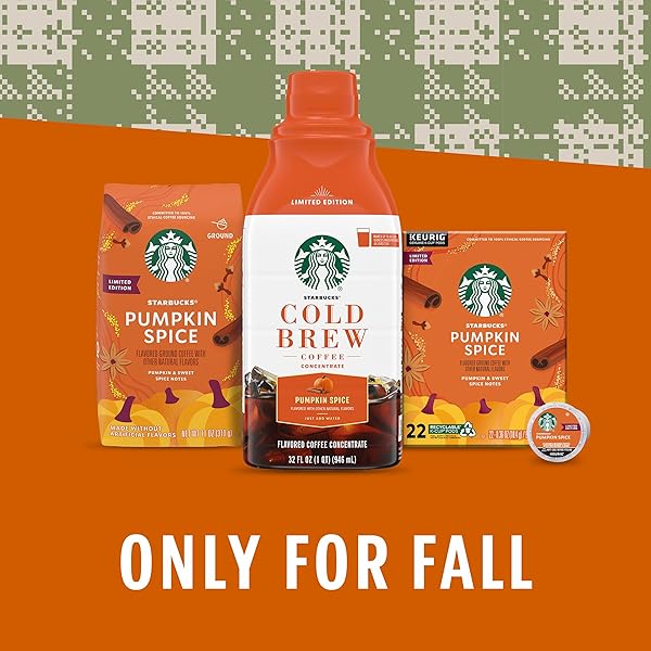 STARBUCKS COLD BREW COFFEE CONCENTRATE, PUMPKIN SPICE NATURALLY FLAVORED, LIMITED EDITION, 100% ARABICA, MULTI-SERVE BOTTLE (32 FL OZ)