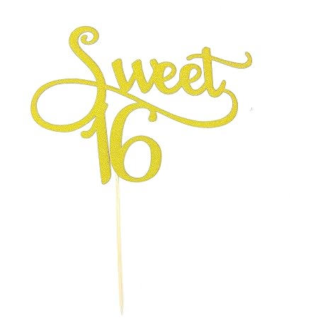 Amazon Com Toomeecrafts Gold Monogram Sweet 16 Cake Topper 16th