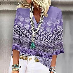 T Shirts for Women 3/4 Length Sleeve Tops Trendy