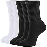 CLOSEMATE Womens Calf Crew Socks Comfortable Soft Cotton and Lightweight 5 Pairs