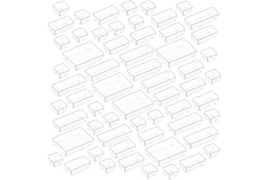 LUSCREAL 60 PCS Plastic Drawer Storage, 4 Sizes Clear Drawer Organizers, Versatile Drawer Dividers for Bathroom, Vanity, Makeup, Utensil, Kitchen and Office